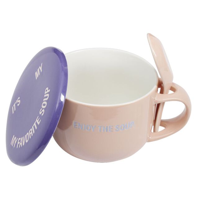 Bol soupe jumbo 62cl et cuill&egrave;re porcelaine fun