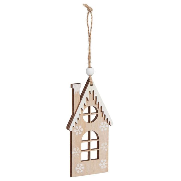 D&eacute;coration de No&euml;l chalet en bois &agrave; suspendre H11,5cm