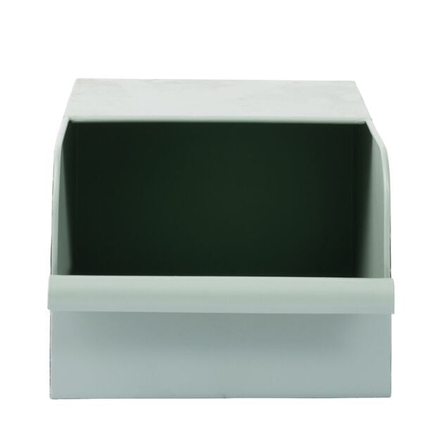 Bac de rangement en m&eacute;tal vert - L17,5 x l25 x H12,5 cm