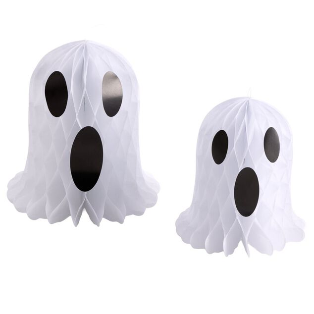 D&eacute;coration suspension fant&ocirc;me x2 papier nid d'abeille blanc &Oslash;20xH22cm