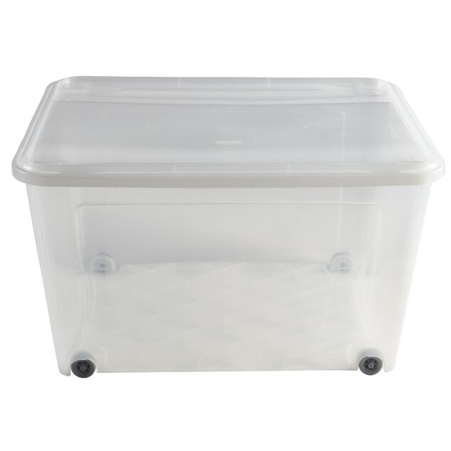 Box de rangement &agrave; roulettes transparent 140L