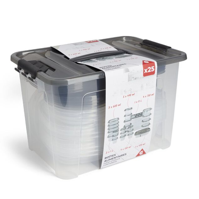 Lot de 25 boîtes alimentaires 150ml à 11L