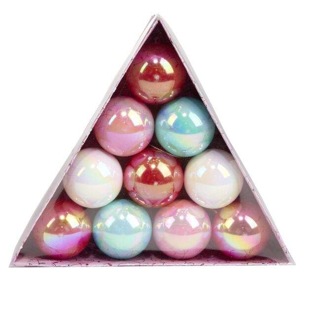 Boule de No&euml;l x10 disco pastel iris&eacute;es &Oslash;6cm