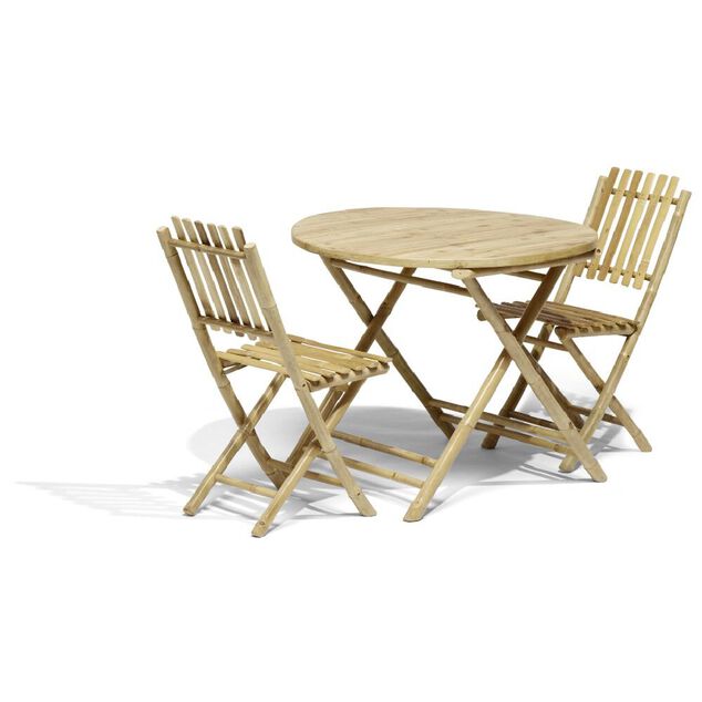 Table de jardin ronde en bambou Laos 2 personnes &Oslash;90xH.75 cm