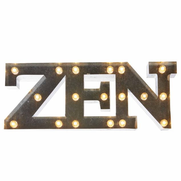 D&eacute;coration lumineuse LED mot ZEN effet zinc gris