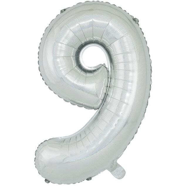 Ballon chiffre 9 en alu dor&eacute; ou argent&eacute;