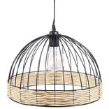 Suspension ronde m&eacute;tal osier noir et marron &Oslash;35xH22cm
