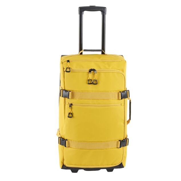 Valise souple 55L taille moyenne 2 roues textile jaune 36,5x24xH66cm