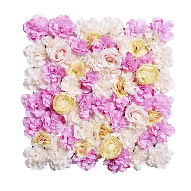 Mur de fleurs artificielles clipsable rose 50x50cm