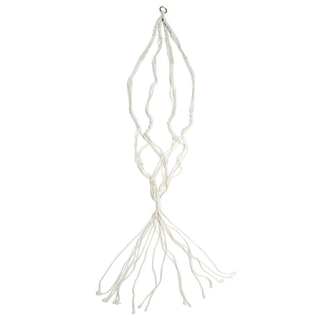 Suspension coton style macram&eacute; pour pot de jardin H140cm