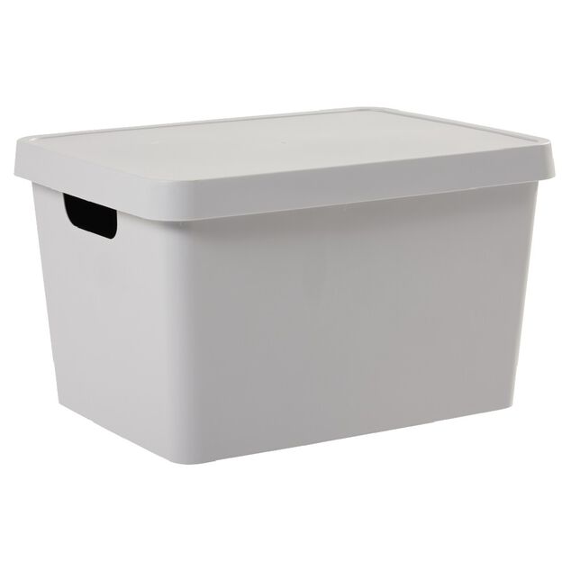 Bo&icirc;te de rangement avec couvercle grise 17 L