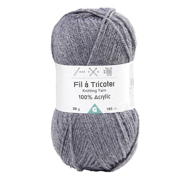 Fil &agrave; tricoter acrylique 50g gris anthracite