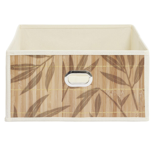 Panière rangement Box Cube tissu façade bambou feuillage 31x31xH15cm (2 modèles)