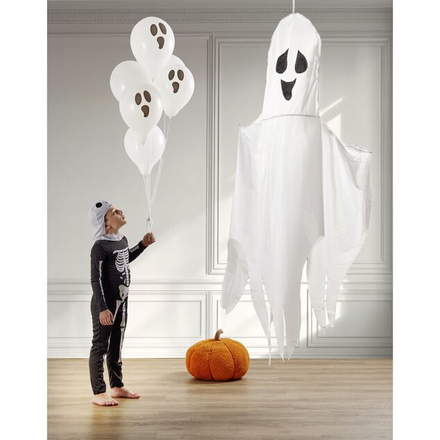 D&eacute;coration Halloween XL &agrave; suspendre fant&ocirc;me blanc H215cm