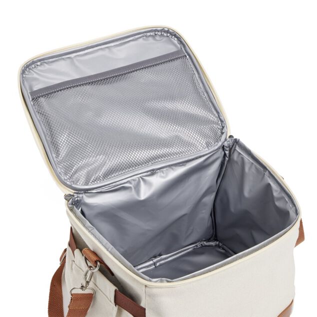 Sac repas isotherme polyester beige et marron 25x20xH20cm