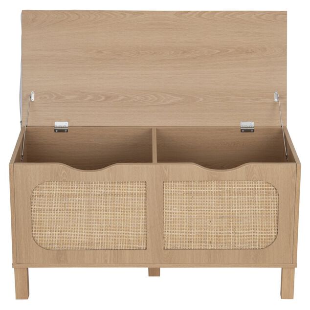 Banc de rangement en bois et rotin Kanna 2 cases 80x35xH45cm