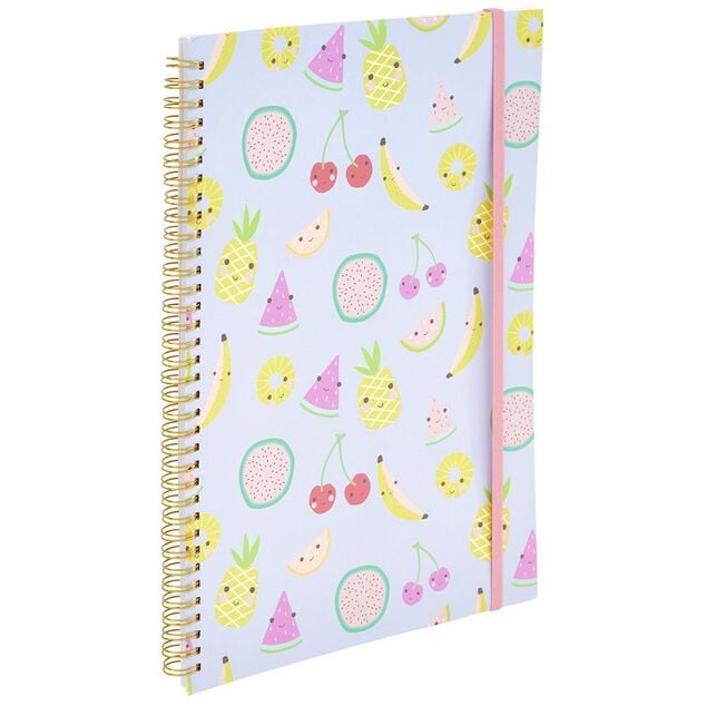 Cahier &agrave; spirale avec &eacute;lastique lat&eacute;ral format A4 184 pages