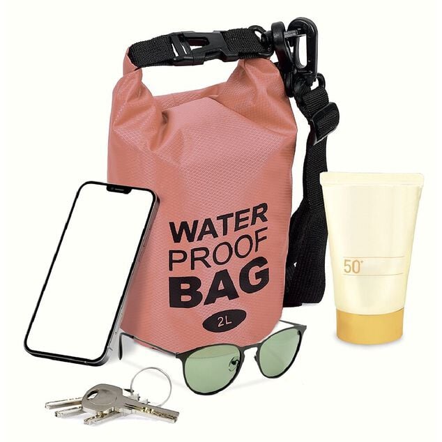 Sac de plage &eacute;tanche 10L polyester rouge et noir