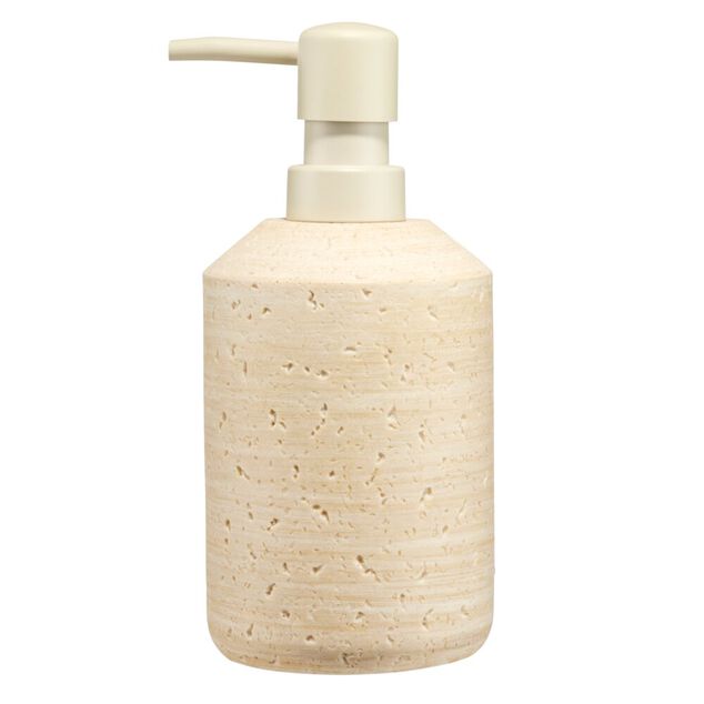 Distributeur &agrave; savon effet pierre polyr&eacute;sine beige &Oslash;8xH17,2cm