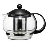 Théière en verre et acier avec infuseur en inox 900ml noir