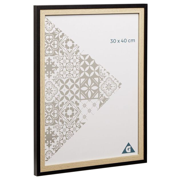 Cadre photo bois naturel et noir 34x44cm pour photo 30x40cm