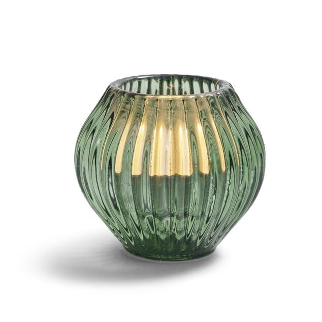 Bougeoir rond verre vert &Oslash;7,5xH7,5cm