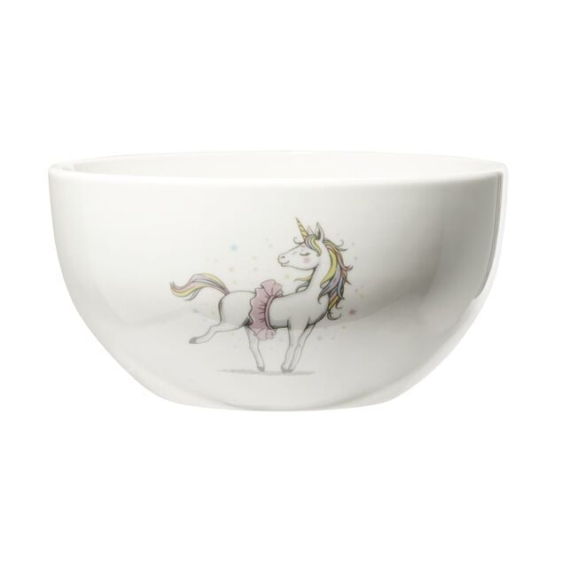 Bol en porcelaine blanc pour enfant motif licorne &Oslash;14xH7cm