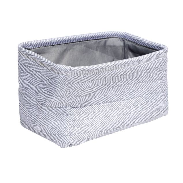 Pani&egrave;re de rangement rectangulaire tiss&eacute; gris 22x15xH12cm