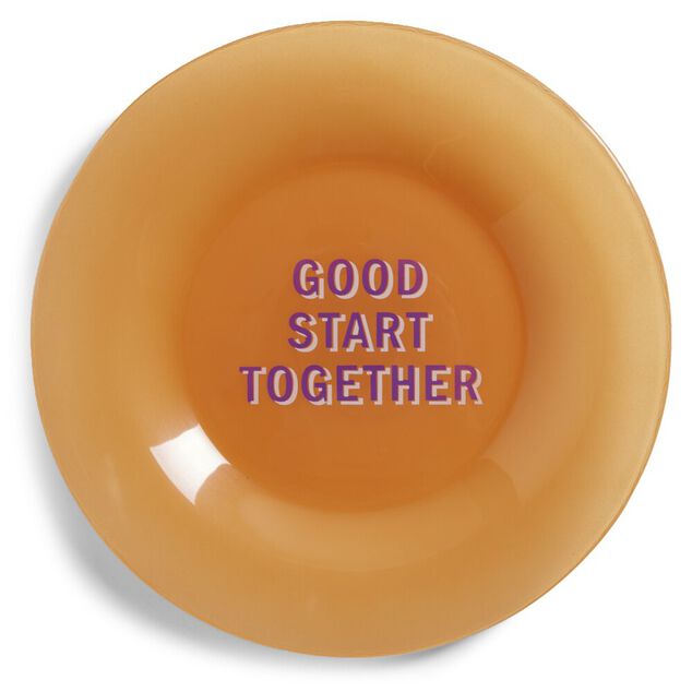 Assiette plate verre color&eacute; avec message &Oslash;20cm (3 mod&egrave;les)