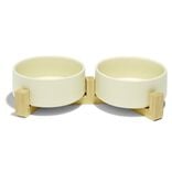 Gamelle double pour chien c&eacute;ramique et bambou
