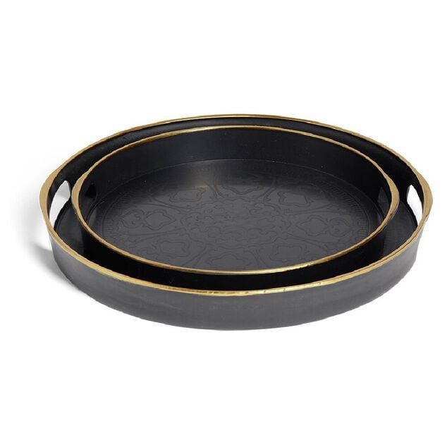 Lot de 2 plateaux &Oslash;29cm et &Oslash;36cm plastique noir