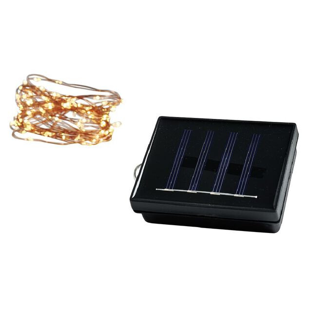 Guirlande &eacute;lectrique solaire 100 microLED 7,4m d'&eacute;clairage blanc chaud
