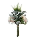 Fleur artificielle piquet pivoine/hortensia/oreille d'ours blanc et violet