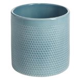 Pot de fleur bleu oc&eacute;an motif nid d'abeille 3,85L &Oslash;19xH17,5 cm - Capri