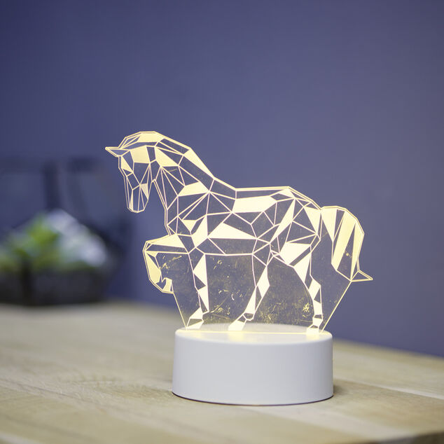 Lampe LED 3D fa&ccedil;on origami forme cheval 16x9,8xH15,5cm