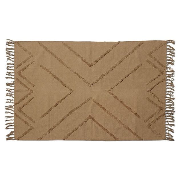 Tapis rectangulaire coton tuft&eacute; Beige 100x150 cm