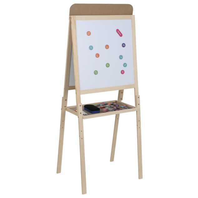 Tableau magique bois enfant 2en1 face blanche et face noir LCD 44x33x106cm