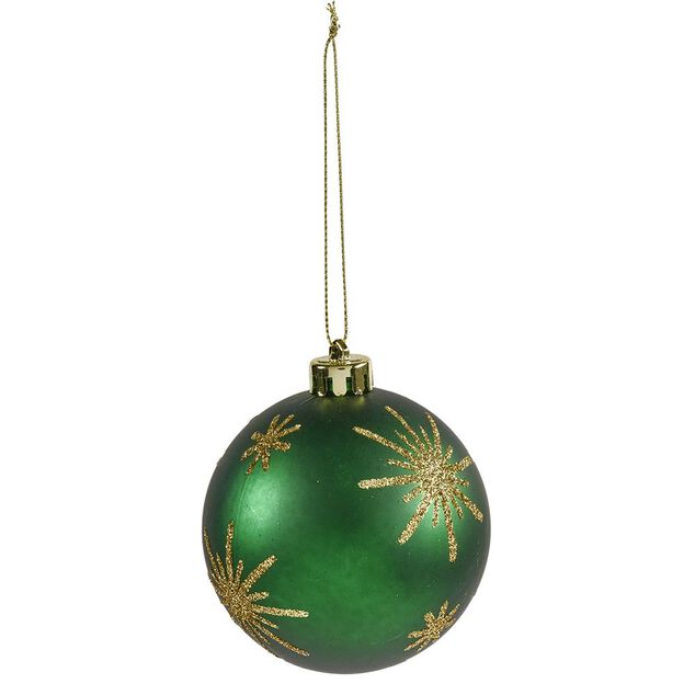 Boule de Noël motif flocon vert pailleté doré Ø8cm