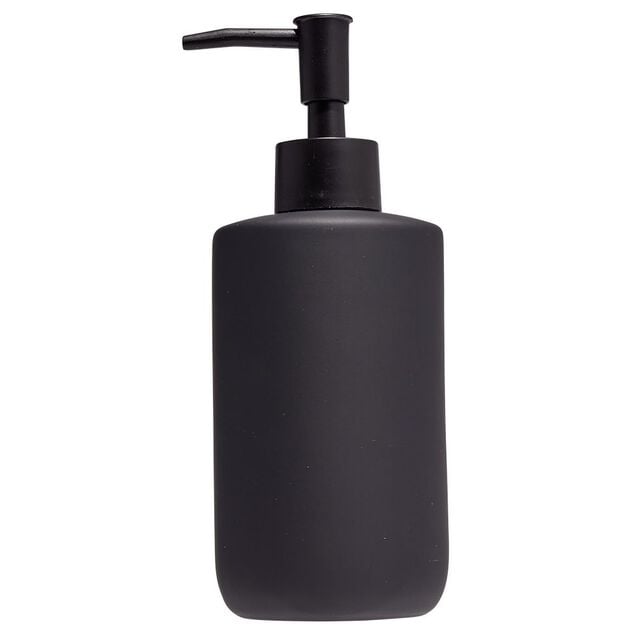 Distributeur de savon c&eacute;ramique noir &Oslash;7xH18,5cm