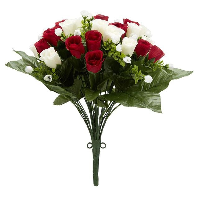 Piquet rose bouton H35 cm rouge - Fleur artificielle 42 t&ecirc;tes