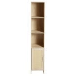 Colonne salle de bain en bois 3 niches 1 porte cannage 30xP30xH160cm