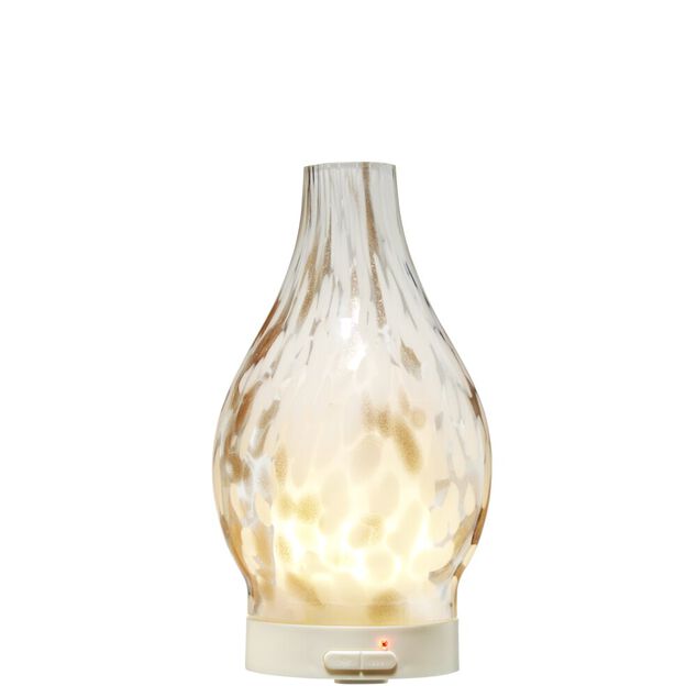 Diffuseur d'huile essentielle &eacute;lectrique en verre blanc avec LED &Oslash;12xH22cm