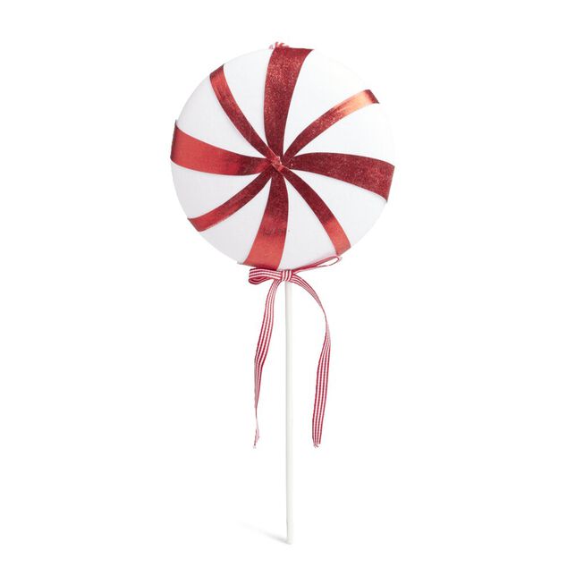 D&eacute;coration de No&euml;l XXL sucette rouge et blanche &agrave; paillette H45cm