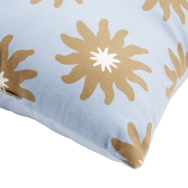 Coussin carr&eacute; Indie motif soleil 40x40cm (2 mod&egrave;les rose ou bleu)