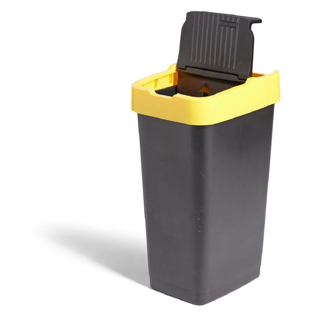 Poubelle de tri pour plastique 60L plastique jaune et noir