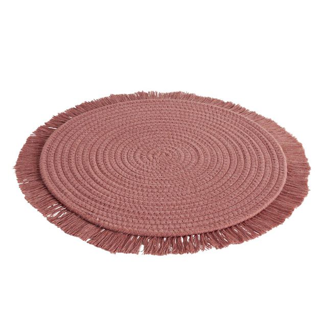 Set de table rond polycoton et frange &Oslash;42cm (3 mod&egrave;les)