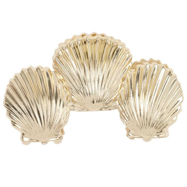 Pince cheveux mini coquillage m&eacute;tal dor&eacute; L6cm