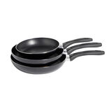 Lot de 3 poêles tous feux sauf induction aluminium noir Ø20/24/26cm