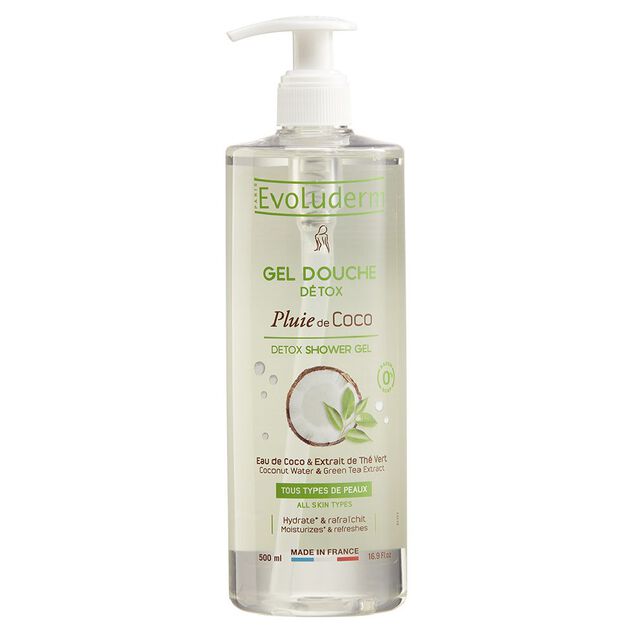 Gel douche d&eacute;tox Evoluderm pluie de coco 500 ml