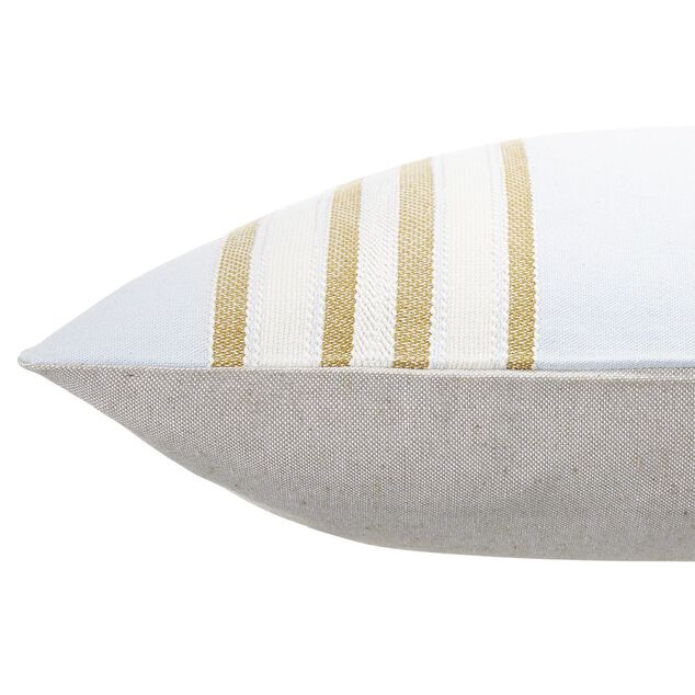 Coussin jacquard rayure bleu clair et marron 50x30cm